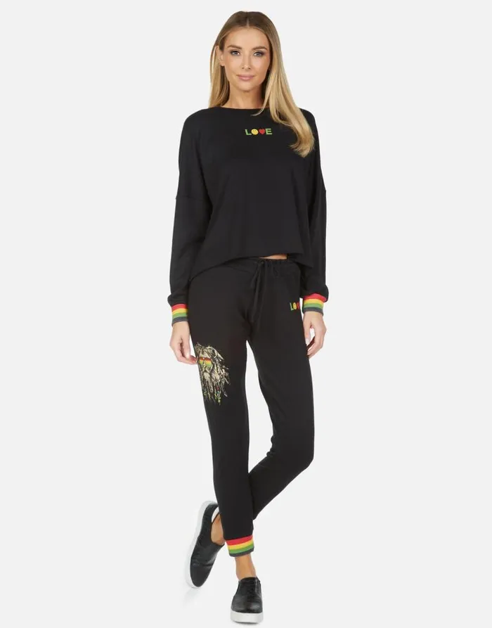 Valencia Rasta Lion Black Women Lauren Moshi Long Sweatpants