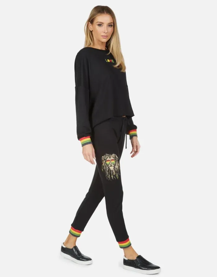 Valencia Rasta Lion Black Women Lauren Moshi Long Sweatpants