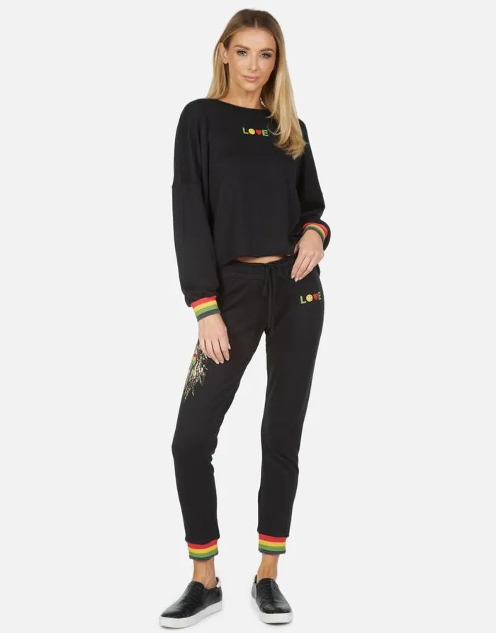 Valencia Rasta Lion Black Women Lauren Moshi Long Sweatpants