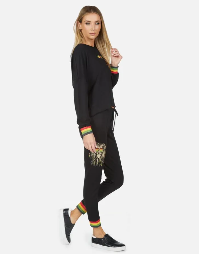 Valencia Rasta Lion Black Women Lauren Moshi Long Sweatpants