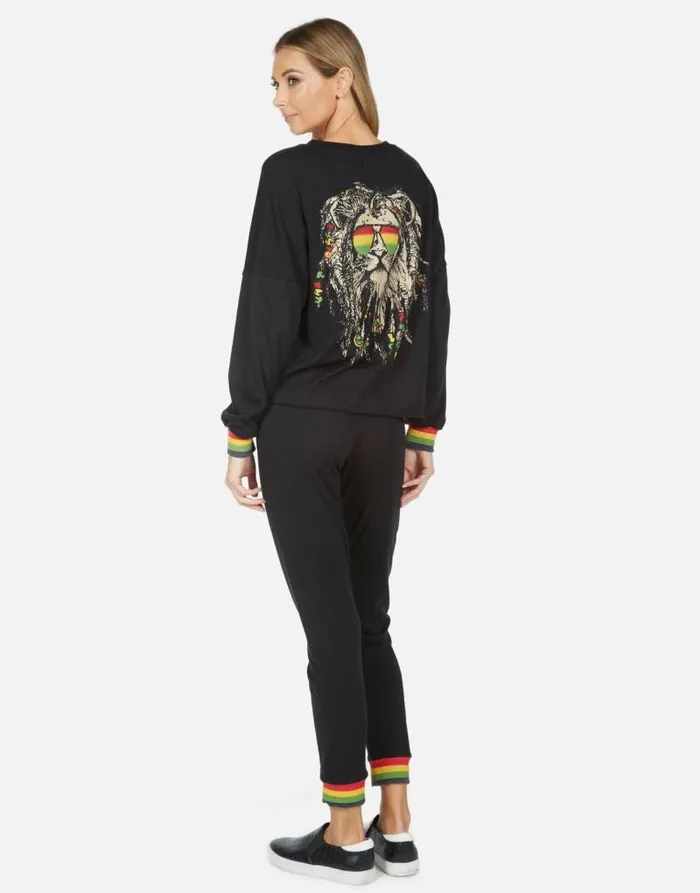 Valencia Rasta Lion Black Women Lauren Moshi Long Sweatpants