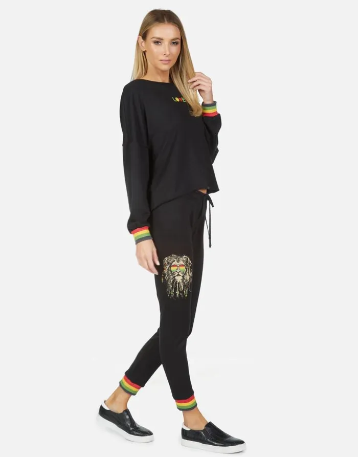 Valencia Rasta Lion Black Women Lauren Moshi Long Sweatpants