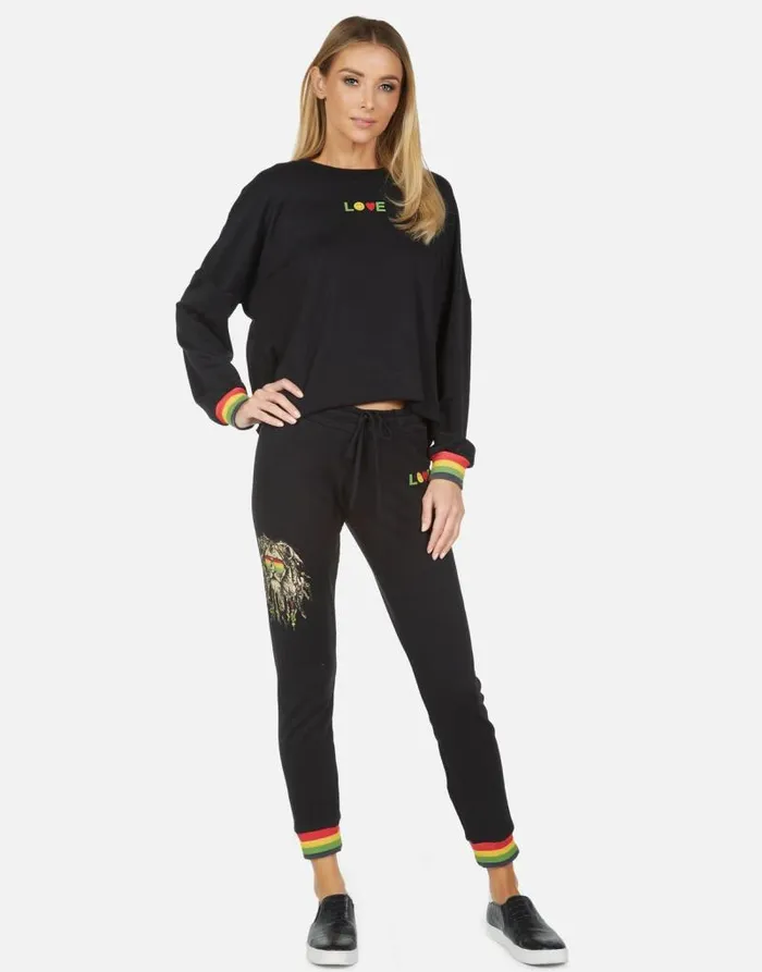 Valencia Rasta Lion Black Women Lauren Moshi Long Sweatpants