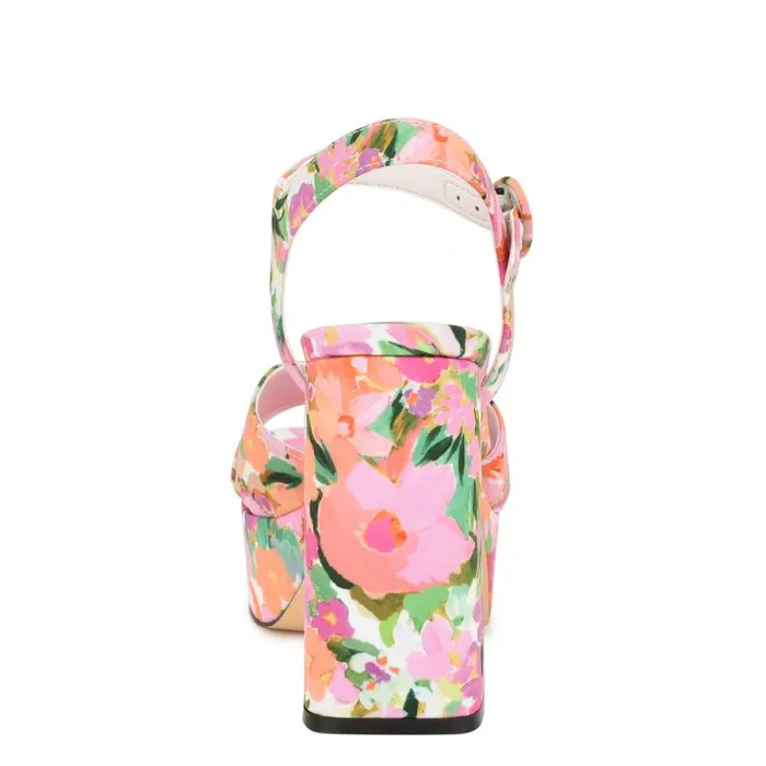 Vallen Strappy Platform Sandals Pink Floral Women Nine West Sandals Vallen Strappy Platform Sandals Pink Floral Women Nine West Sandals
