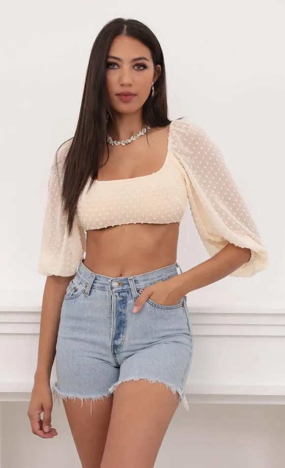 Vanessa Corset Top Ivory Chiffon Polka Dots Women LUCY IN THE SKY Tops Vanessa Corset Top Ivory Chiffon Polka Dots Women LUCY IN THE SKY Tops