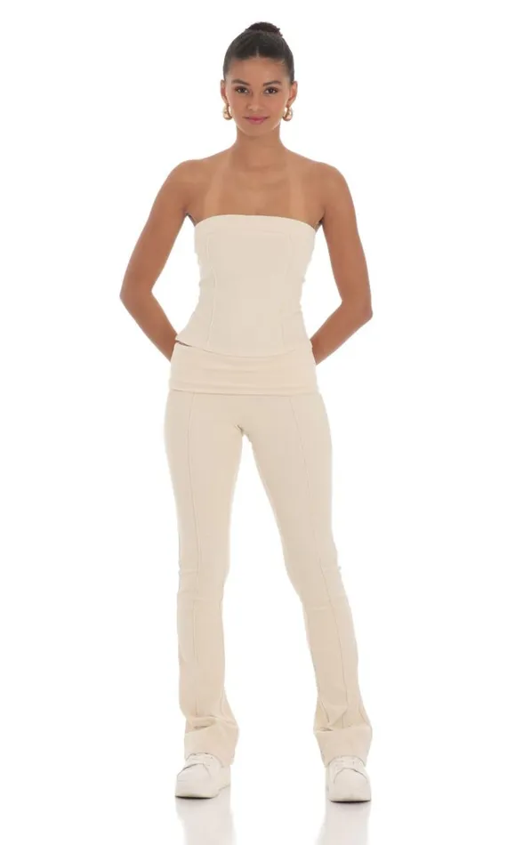 Velour Two Piece Set Cream Women LUCY IN THE SKY Tops