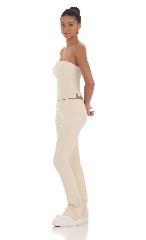 Velour Two Piece Set Cream Women LUCY IN THE SKY Tops Velour Two Piece Set Cream Women LUCY IN THE SKY Tops