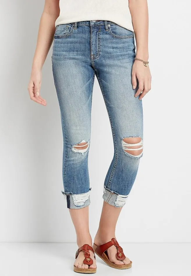 Vigoss High Rise Medium Ripped Cropped Jean Women Maurices Bottoms
