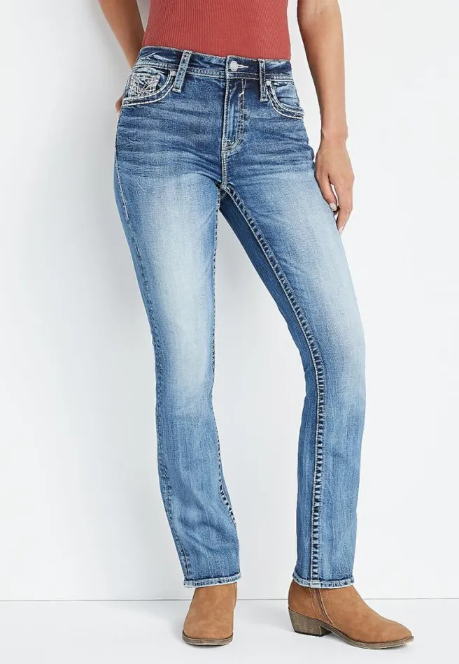 Vigoss Slim Boot High Rise Rose Gold Stitch Jean Women Maurices Jeans