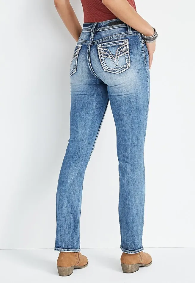 Vigoss Slim Boot High Rise Rose Gold Stitch Jean Women Maurices Jeans