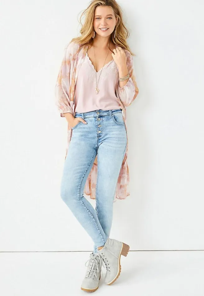 Vintage High Rise Light Button Fly Jegging Women Maurices Jeans