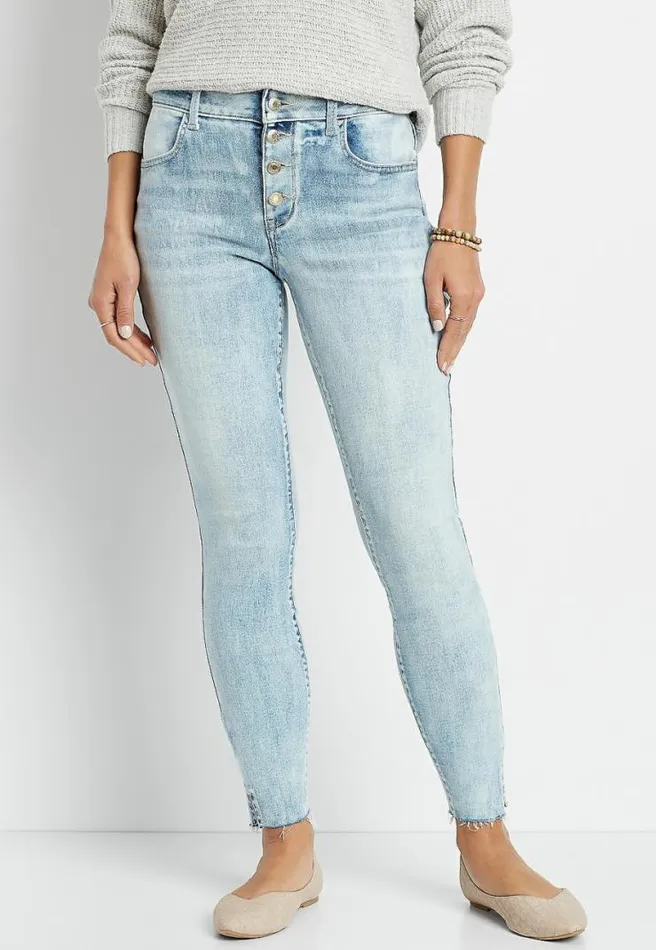 Vintage High Rise Light Button Fly Jegging Women Maurices Jeans