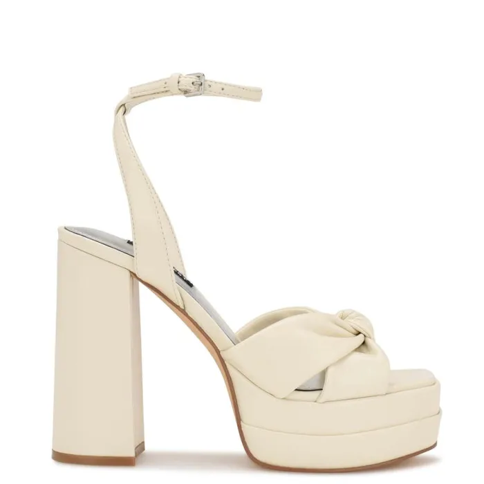 Vivid Platform Sandals Chic Cream Women Nine West Heels