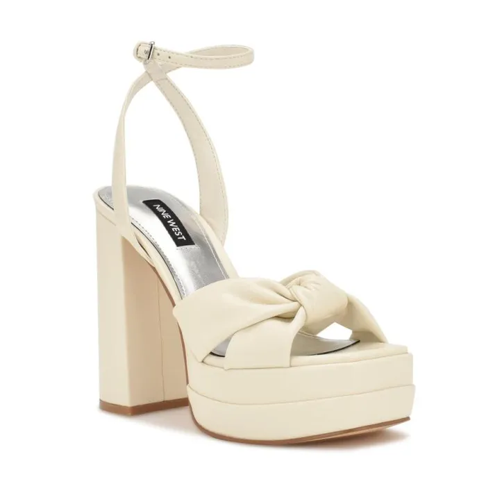 Vivid Platform Sandals Chic Cream Women Nine West Heels