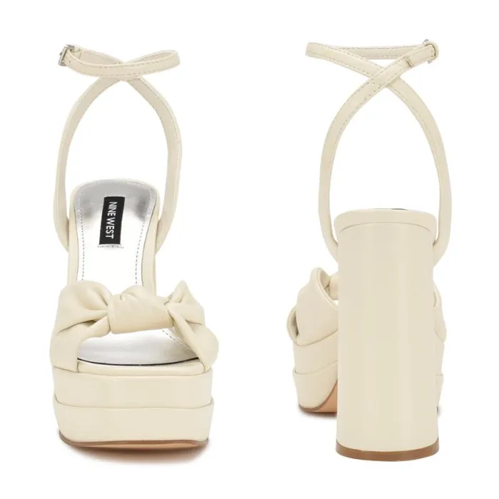 Vivid Platform Sandals Chic Cream Women Nine West Heels
