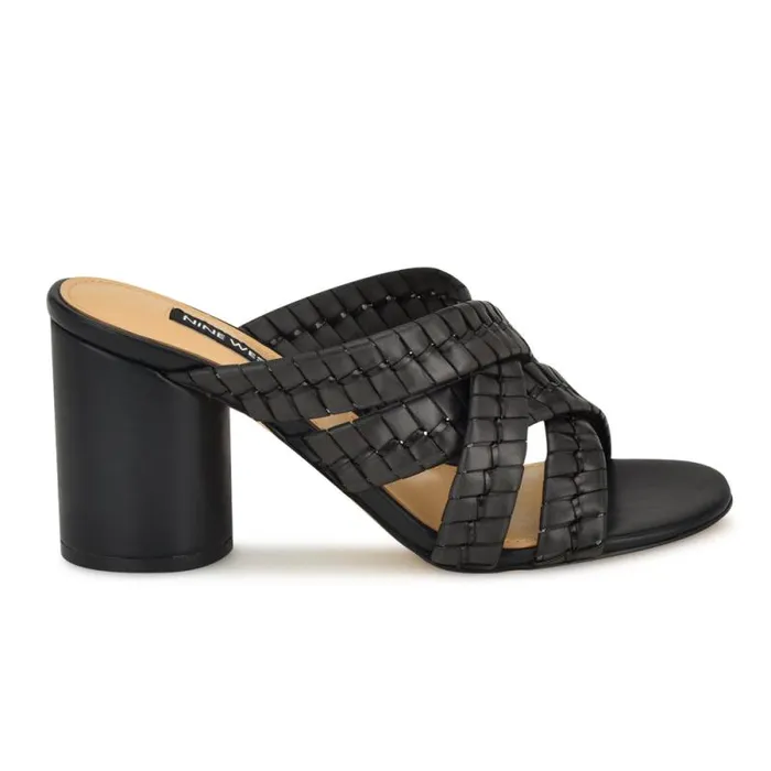 Wenea Strappy Heeled Slide Sandals Black Women Nine West Sandals