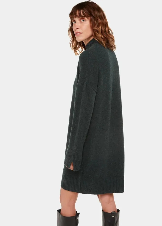Whistles Amelia Wool Knitted Dress Forest Green Women Dresses