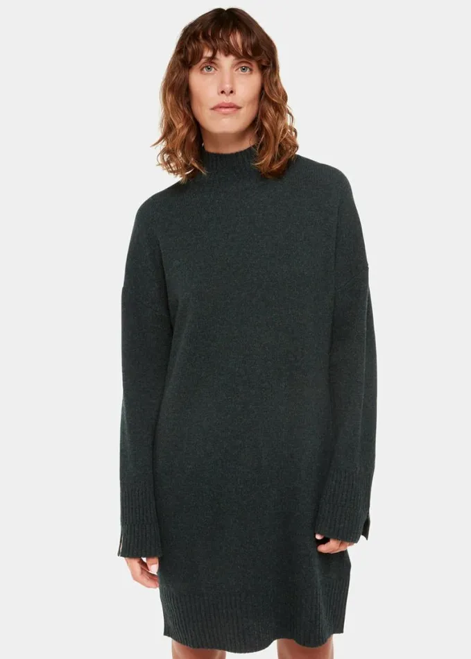 Whistles Amelia Wool Knitted Dress Forest Green Women Dresses