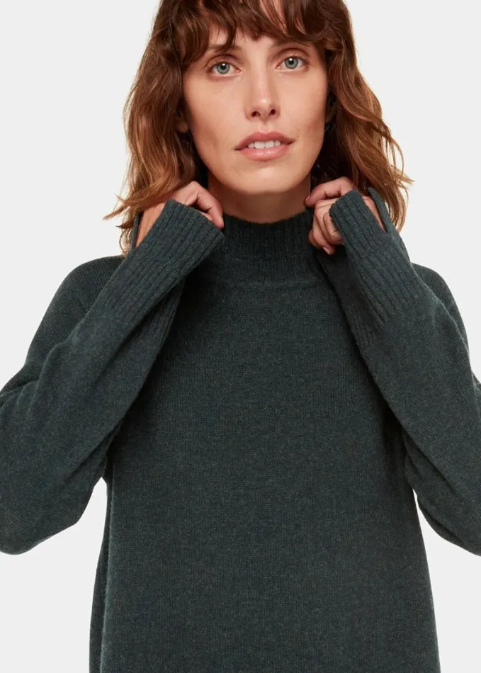 Whistles Amelia Wool Knitted Dress Forest Green Women Dresses