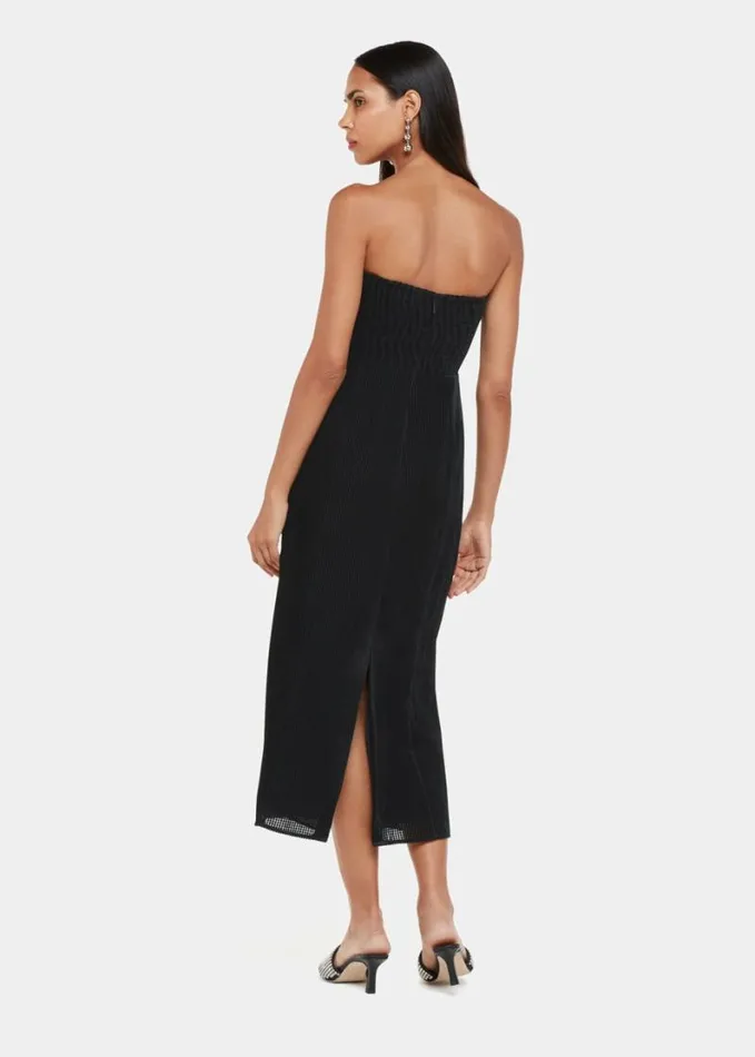 Whistles Bandeau Burnout Velvet Dress Black Women Dresses