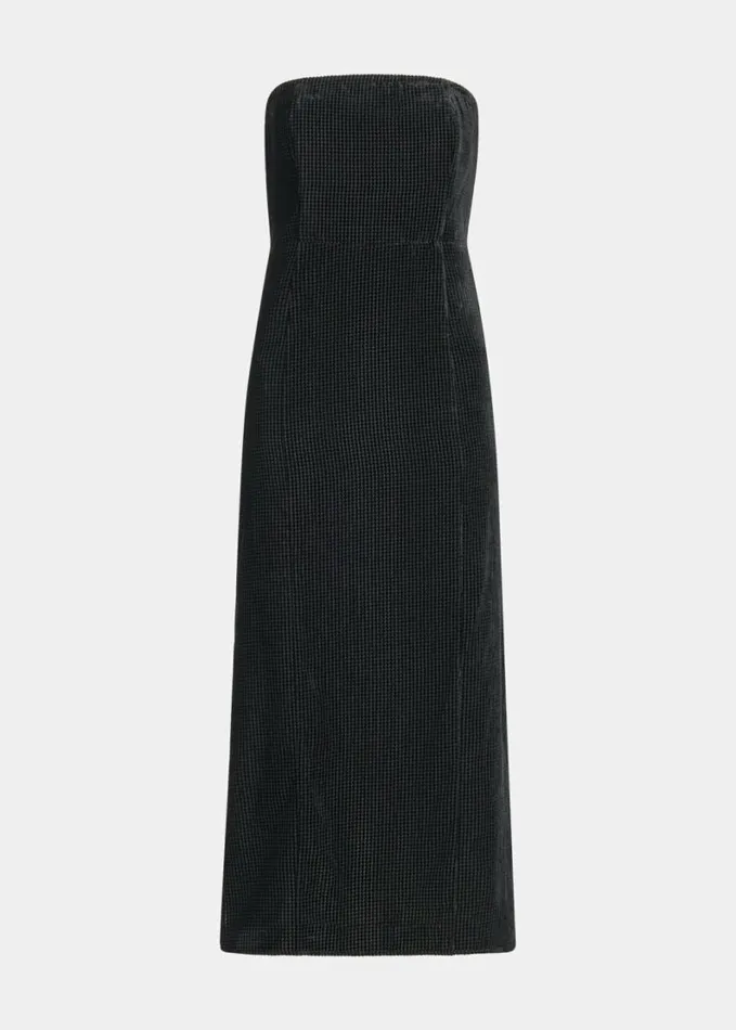 Whistles Bandeau Burnout Velvet Dress Black Women Dresses