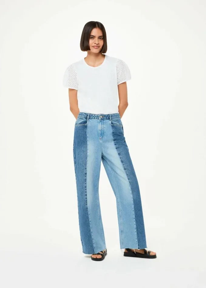 Whistles Broderie Puff Sleeve TShirt White Women Tops