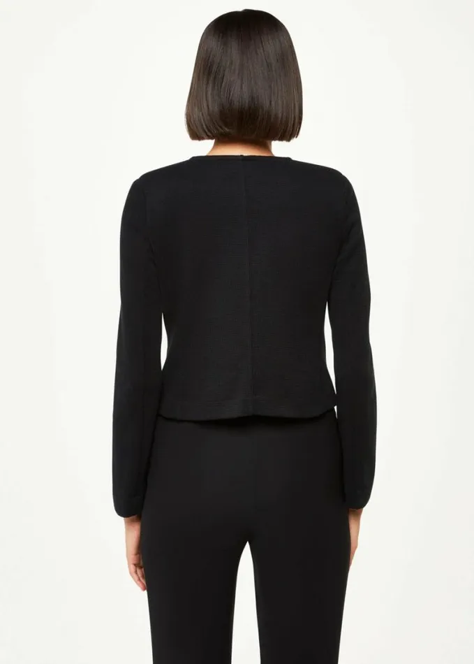 Whistles Collarless Jersey Jacket Black Women Coats and Jackets