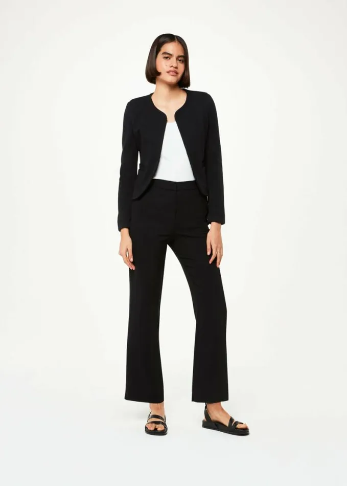 Whistles Collarless Jersey Jacket Black Women Coats and Jackets