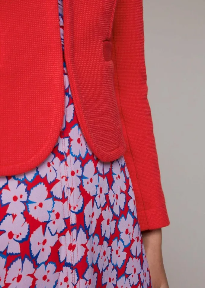 Whistles Collarless Jersey Jacket Red Women Coats and Jackets