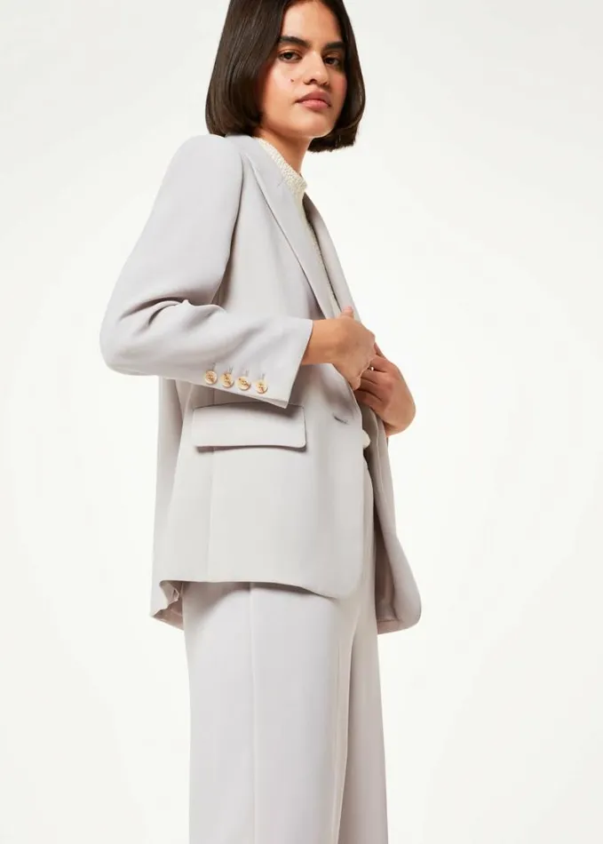 Whistles Crepe Boyfriend Blazer Neutral Women Coats and Jackets