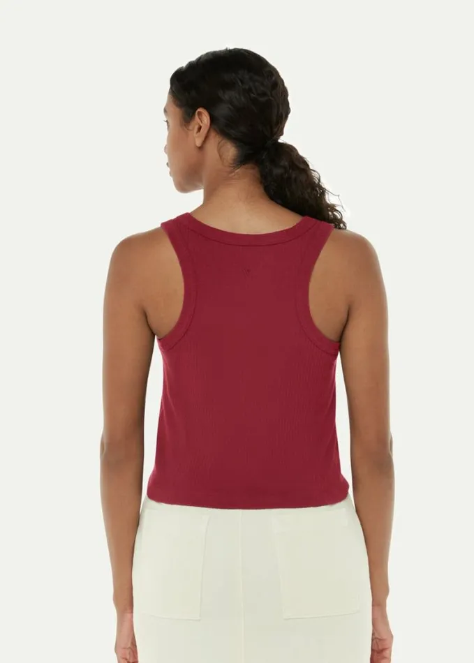 Whistles Crop Rib Vest Burgundy Women Tops