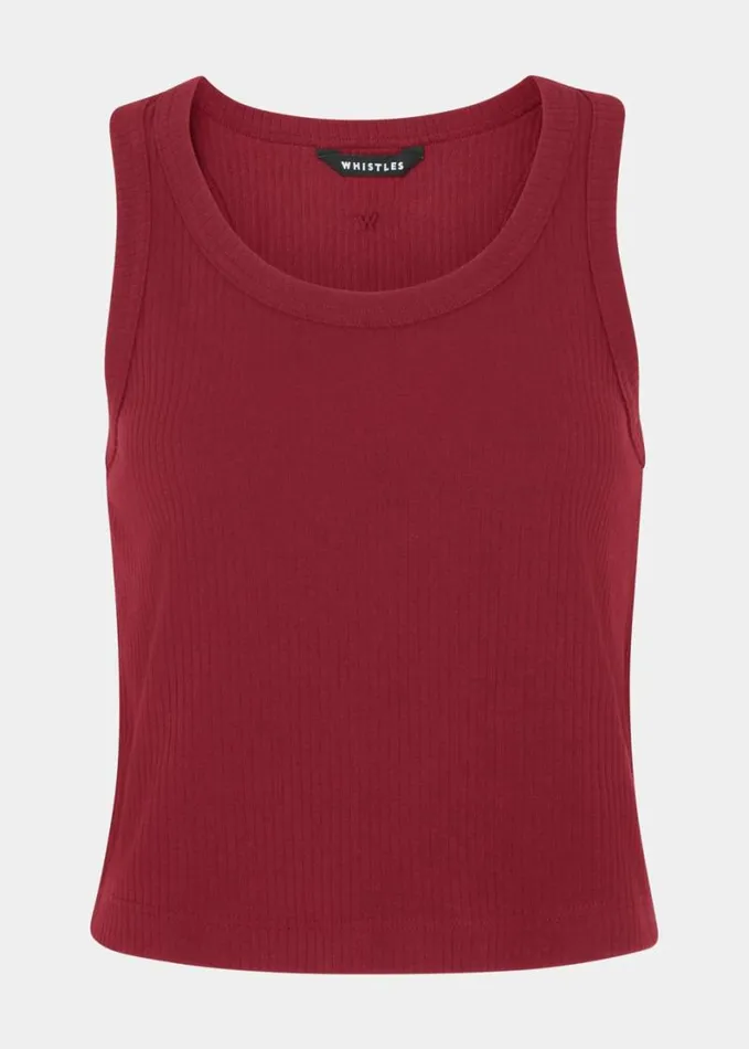 Whistles Crop Rib Vest Burgundy Women Tops