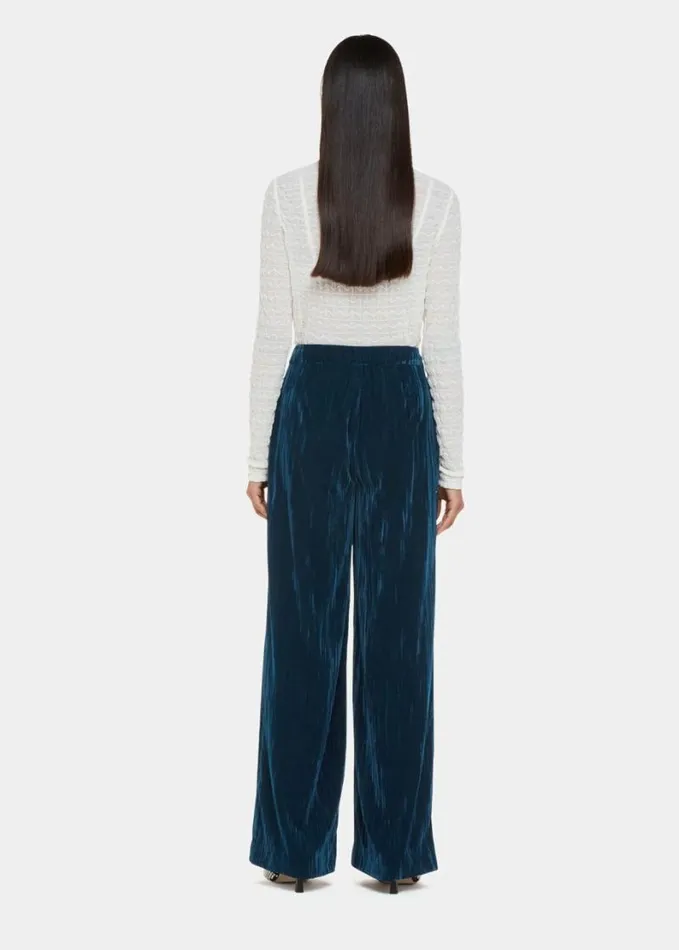 Whistles Crushed Velvet Trouser Teal Women Tailoring