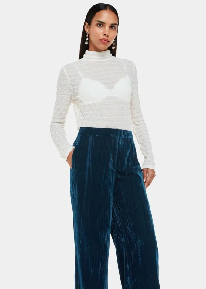 Whistles Crushed Velvet Trouser Teal Women Tailoring
