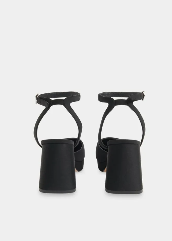 Whistles Estella Satin Platform Shoe Black Women Heels