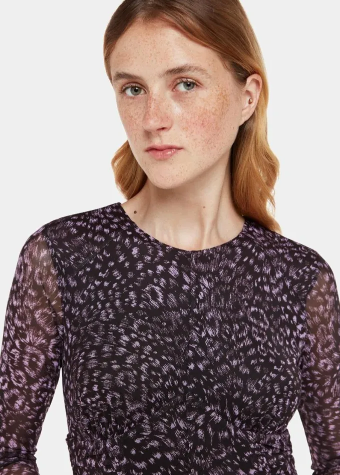 Whistles Feather Leopard Mesh Dress Purplemulti Women Dresses