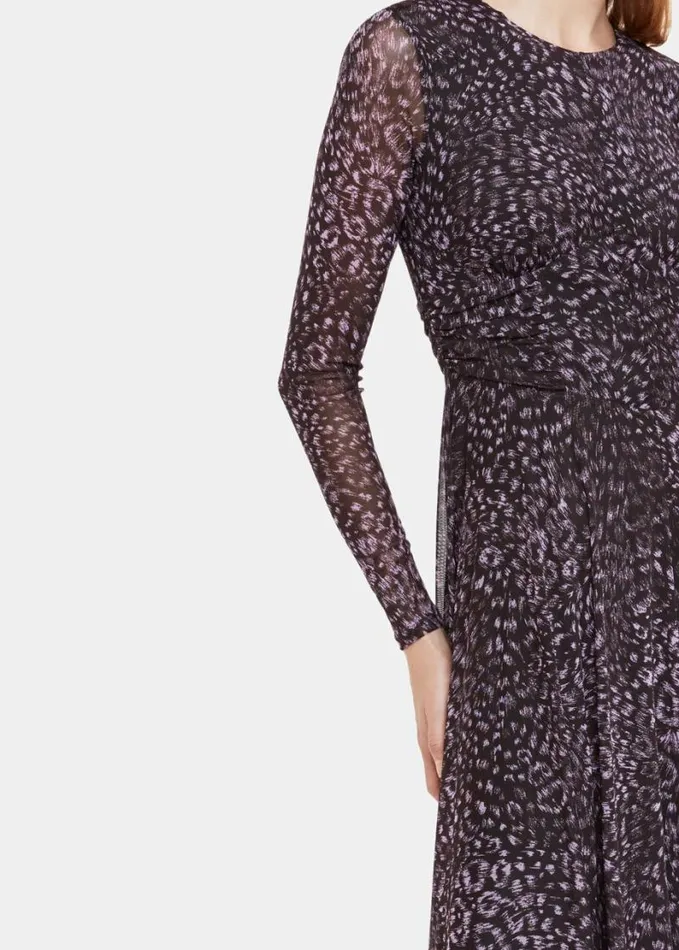 Whistles Feather Leopard Mesh Dress Purplemulti Women Dresses