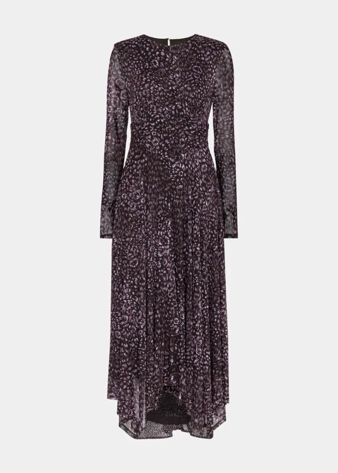 Whistles Feather Leopard Mesh Dress Purplemulti Women Dresses