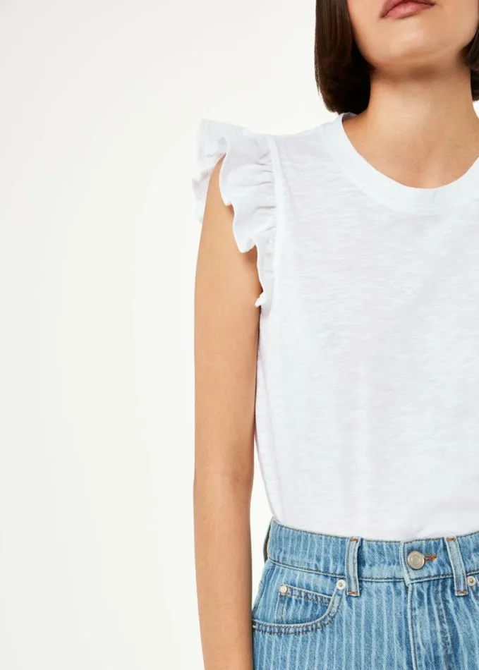 Whistles Frill Cap Sleeve TShirt White Women Tops