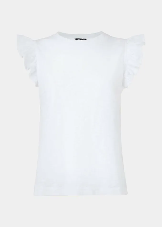Whistles Frill Cap Sleeve TShirt White Women Tops