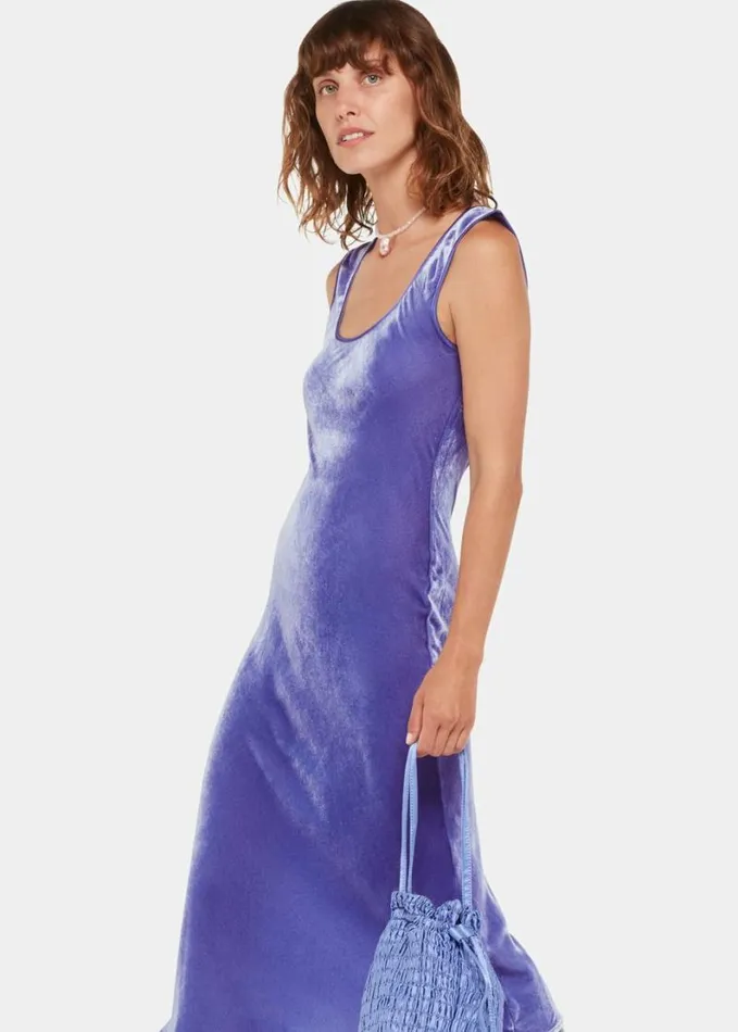 Whistles Hai Velvet Sienna Dress Purple Women Dresses