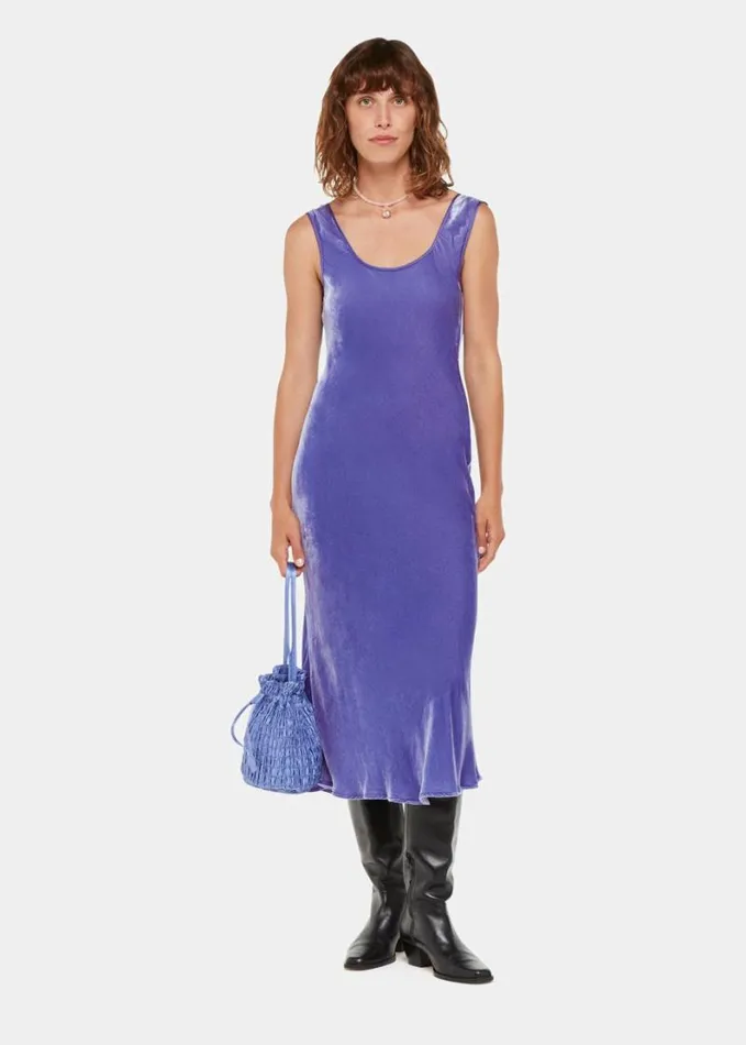 Whistles Hai Velvet Sienna Dress Purple Women Dresses