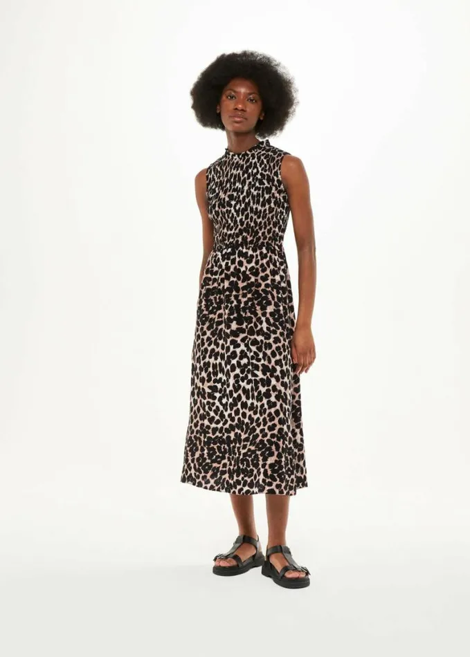 Whistles Heidi Leopard Spot Midi Dress Leopard Print Women Dresses