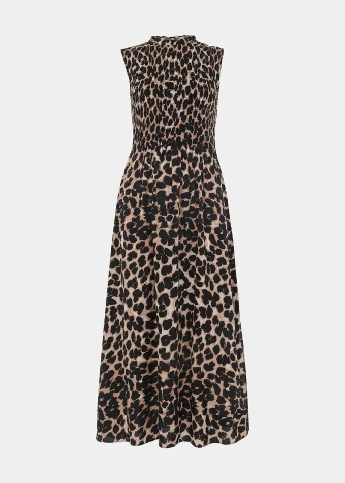 Whistles Heidi Leopard Spot Midi Dress Leopard Print Women Dresses