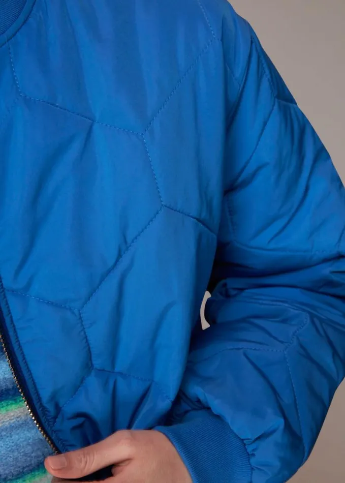 Whistles Ida Short Quilted Coat Blue Women Coats and Jackets