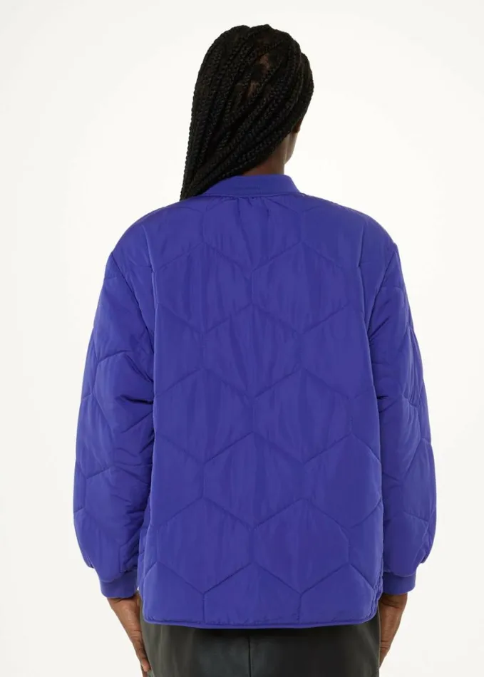 Whistles Ida Short Quilted Coat Cobalt Blue Women Coats and Jackets