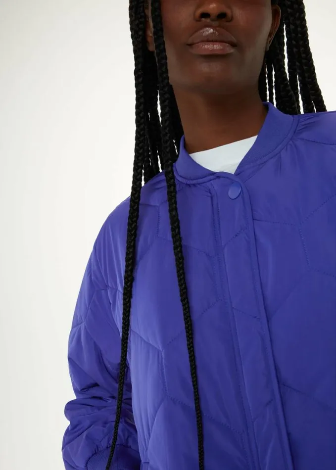 Whistles Ida Short Quilted Coat Cobalt Blue Women Coats and Jackets