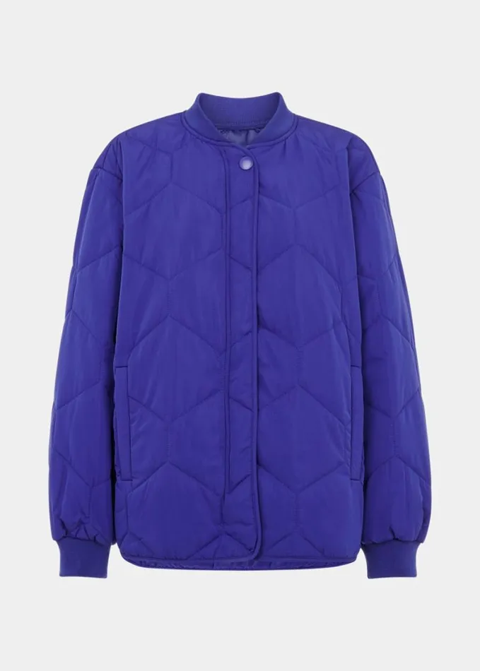 Whistles Ida Short Quilted Coat Cobalt Blue Women Coats and Jackets