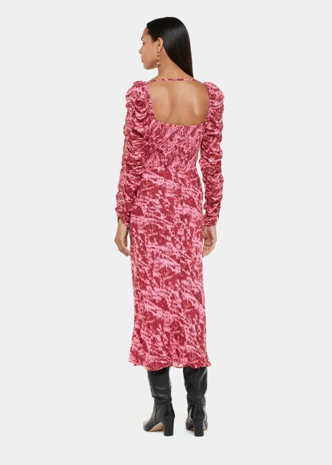 Whistles Jonie Sleek Texture Midi Dress Pinkmulti Women Dresses