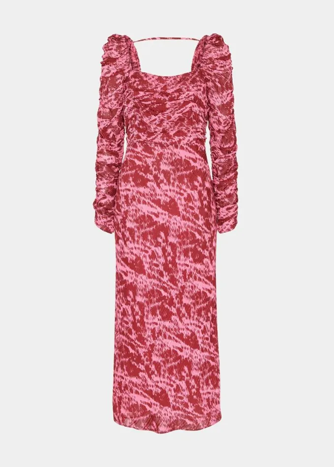 Whistles Jonie Sleek Texture Midi Dress Pinkmulti Women Dresses